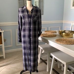 Plaid buttoned down duster
